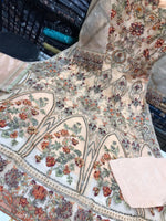 Long Frock Organza Three Piece Embroidered Floral Suit Size: L ( 44 )