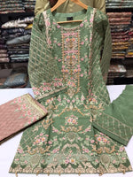 Organza Three Piece Embroidered Suit Size:  L(44)