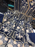 Long Frock Organza Three Piece Suit Size: L(44)