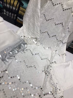 Linen Thread and Sequence Mirror 3 Piece Suit Size: L