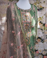 Organza Three Piece Embroidered Suit Size:  L(44)