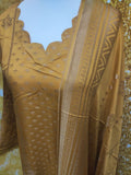 Mustard  Yellow Viscose Banarsi 3 Piece Suit Size: M