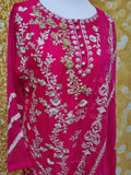 Magenta Chiffon Embroidered 3 Piece Suit