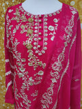 Magenta Chiffon Embroidered 3 Piece Suit