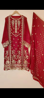 Fancy Embroidered Chiffon Suit 3 Piece Size: S TO M( 40)