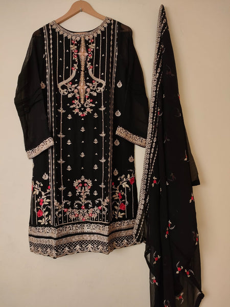 Fancy Embroidered Chiffon Suit 3 Piece Size: S TO M( 40To 41)