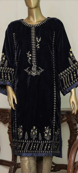 Bin Saeed Dark Navy Blue Velvet Kurta Size M( 42)