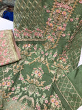 Organza Three Piece Embroidered Suit Size:  L(44)