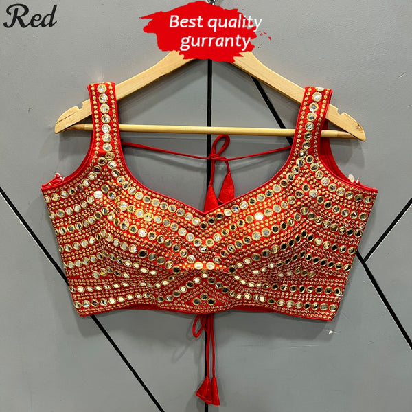 Red Readymade Mirror Blouse