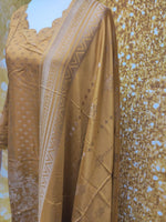 Mustard  Yellow Viscose Banarsi 3 Piece Suit Size: M
