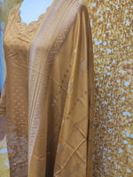 Mustard  Yellow Viscose Banarsi 3 Piece Suit Size: M