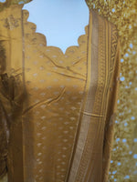Mustard  Yellow Viscose Banarsi 3 Piece Suit Size: M