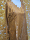 Mustard  Yellow Viscose Banarsi 3 Piece Suit Size: M
