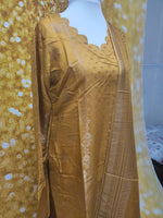 Mustard  Yellow Viscose Banarsi 3 Piece Suit Size: M