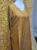 Mustard  Yellow Viscose Banarsi 3 Piece Suit Size: M