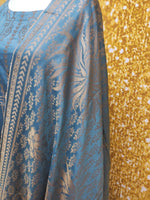 Grey Blue Viscose Banarsi 3 Piece Suit Size: L
