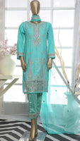 Ferozi Fency Silk Embroidered 3 Piece Suit Size: M