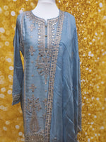 Fency Silk Embroidered 3 Piece Suit Size: L