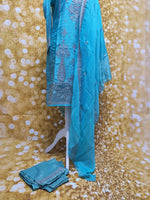 Ferozi Fency Silk Embroidered 3 Piece Suit Size: M