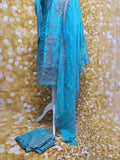 Ferozi Fency Silk Embroidered 3 Piece Suit Size: M