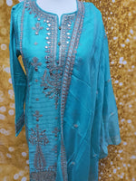Ferozi Fency Silk Embroidered 3 Piece Suit Size: M